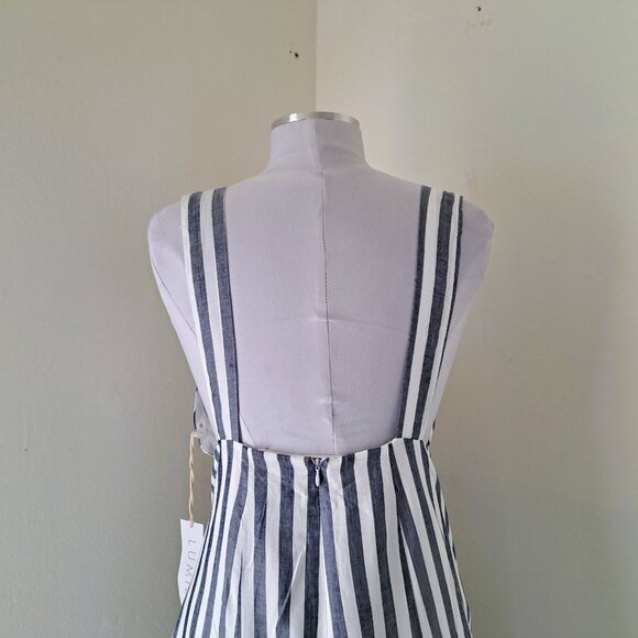 Lumiere Women Sundress Backless Stripes Gray/White Size L - Picture 4 of 9